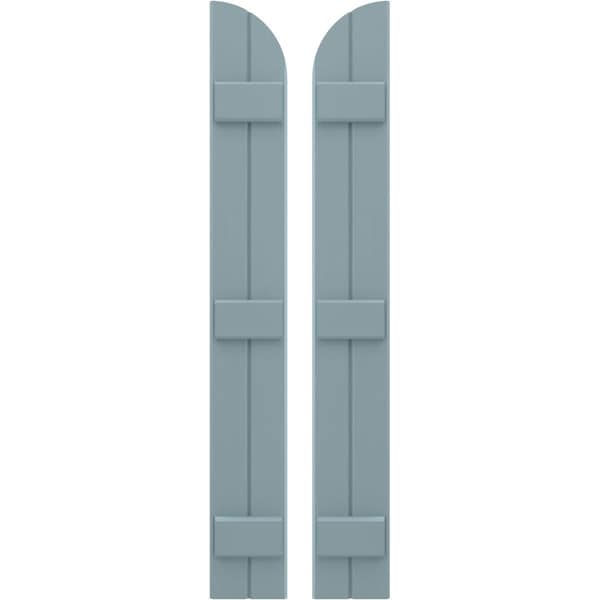 Ekena Millwork Americraft 2-Board (3 Batten) Wood Joined Board-n-Batten Shutters w/ Arch Top, ARW401BQ207X77SBH, PR ARW401BQ207X77SBH - main
